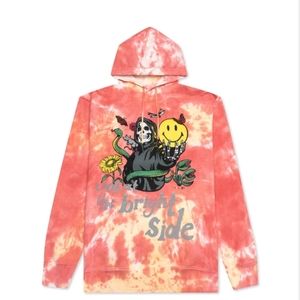 COPY - MARKET SMILEY LOOK AT THE BRIGHT SIDE TIE-DYE HOODIE - PINK